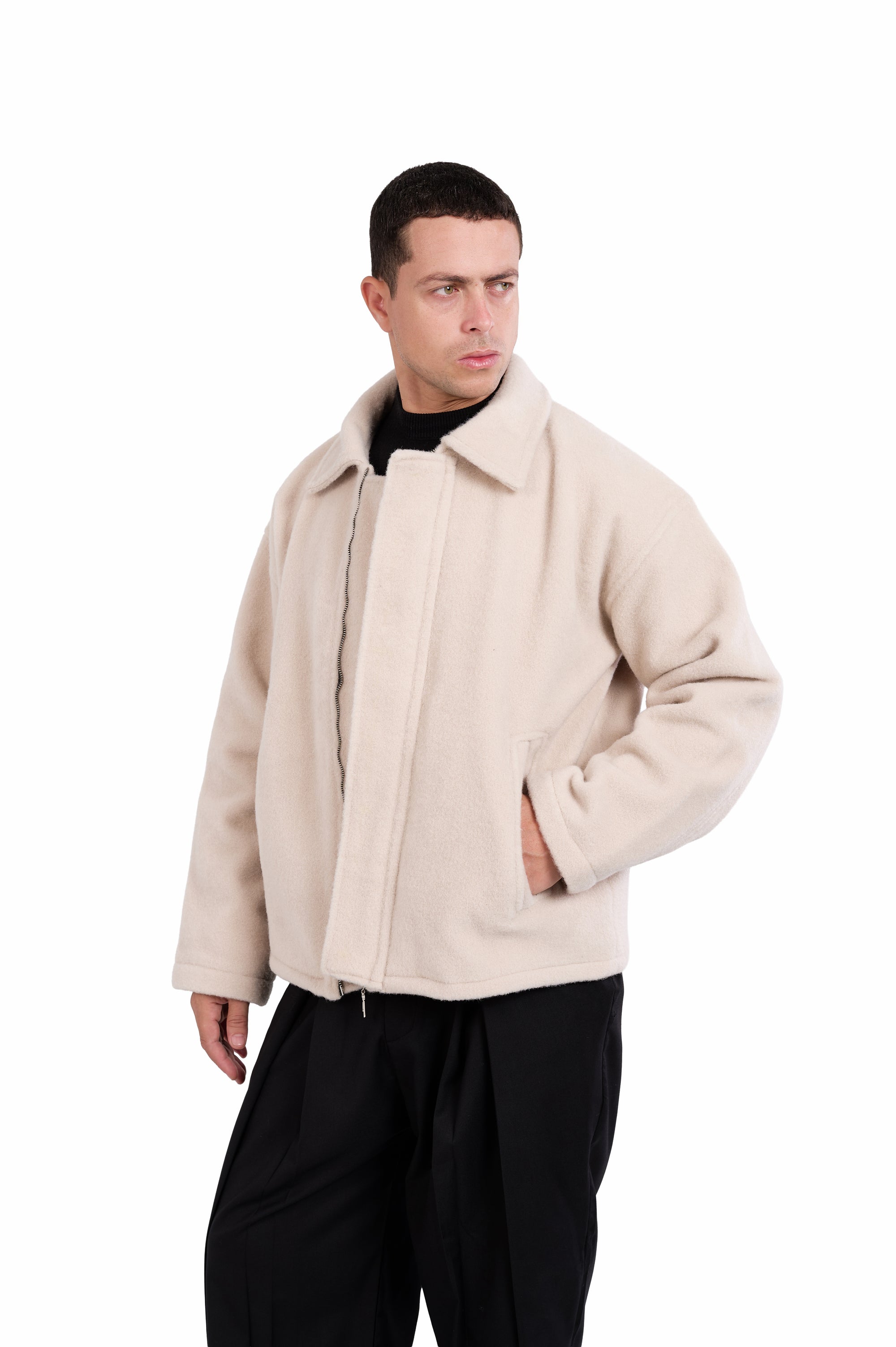 Warm Off-White Monvo Jacket (Hidden Zipper)